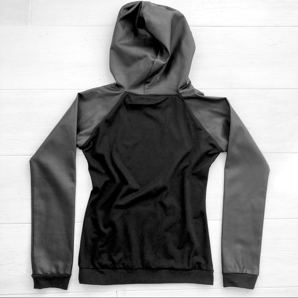 Black Faux Leather Sweatshirt - Picture 2 of 8
